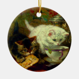 Kittens Tea Party Ceramic Ornament