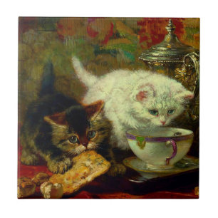 Kittens Tea Party Ceramic Tile