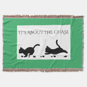 Kittens throw blanket in green with quote.