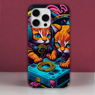 Kittens Wearing Headphones iPhone 15 Pro Max Case