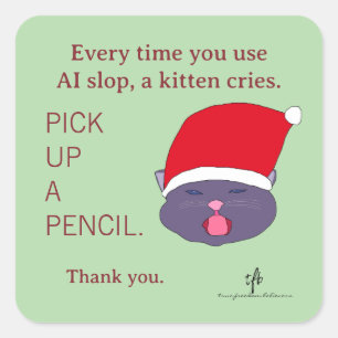 #KittensAgainstAISlop III Christmas Square Sticker