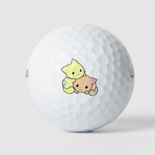kitties cartoon snuggle cats cute golf balls