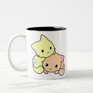 Kitties Cartoon Snuggle Cats Cute Kittens Two-Tone Coffee Mug
