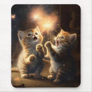 kitties love firework Mouse Pad