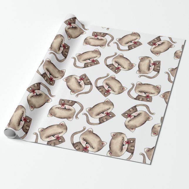 Kitties Pattern Wrapping Paper (Unrolled)
