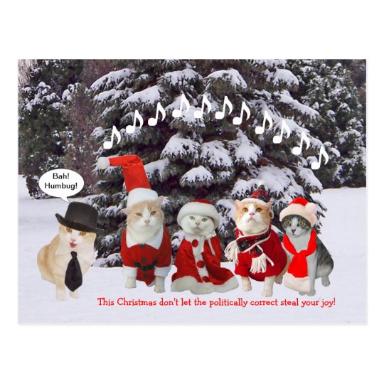 Kitties Singing Christmas Carols Postcard