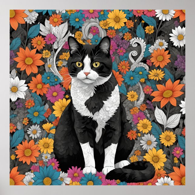 Kitty among the flowers poster (Front)