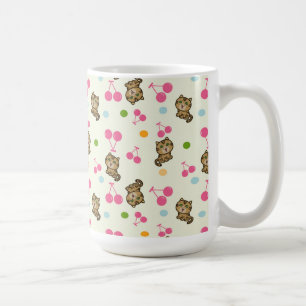 kitty and cherries pattern coffee mug