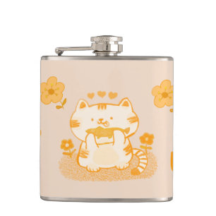 Kitty and fish hip flask