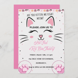 Kitty and Friends Birthday Invitation, Printable P Invitation