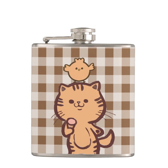 Kitty and Little chicken Hip Flask (Front)