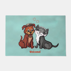 Kitty and Puppy Doormat