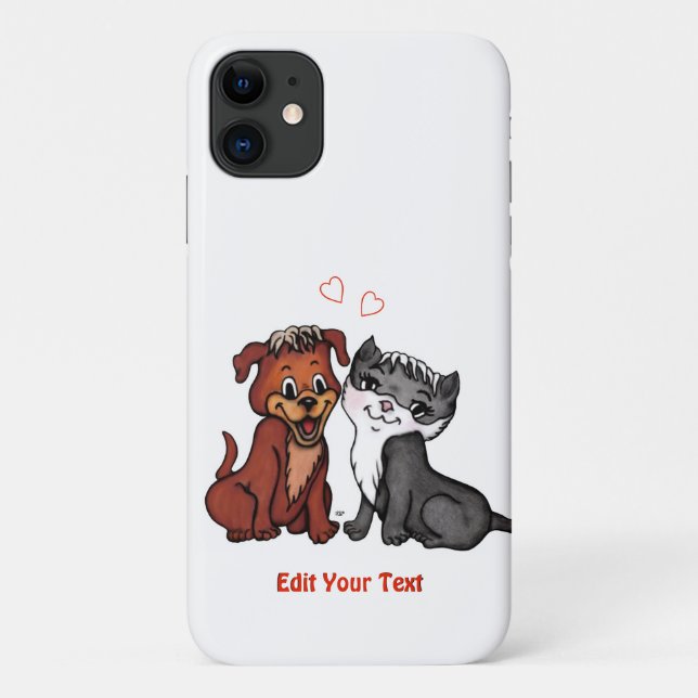 Kitty and Puppy , Edit Your Text Case-Mate iPhone Case (Back)