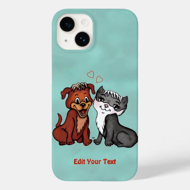 Kitty and Puppy , Edit Your Text Case-Mate iPhone Case (Back)