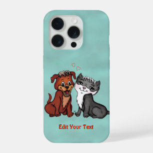 Kitty and Puppy , Edit Your Text iPhone 15 Pro Case