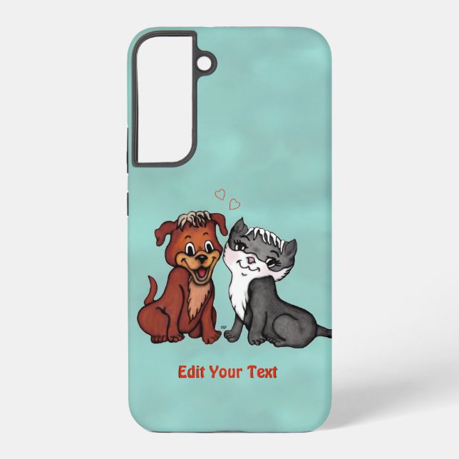 Kitty and Puppy , Edit Your Text Samsung Galaxy S22+ Case (Back)
