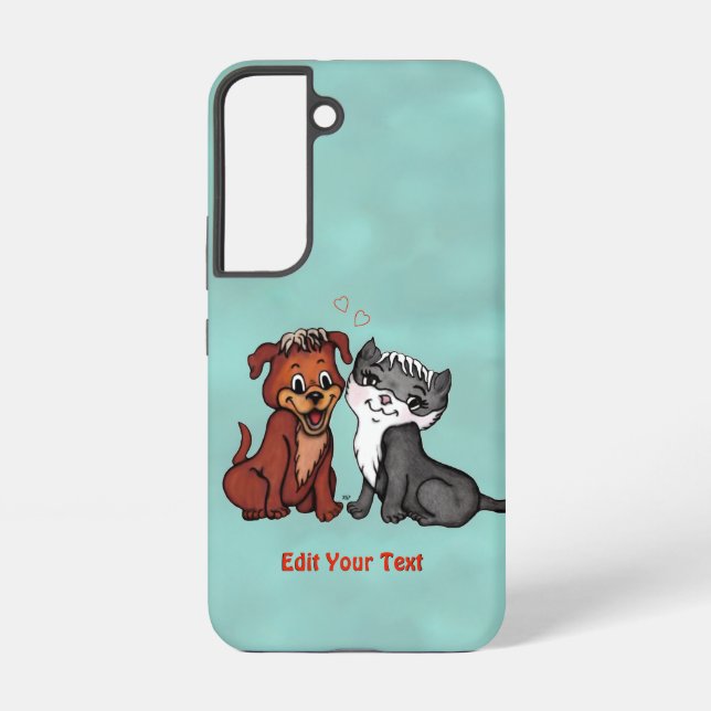Kitty and Puppy , Edit Your Text Samsung Galaxy S22 Case (Back)