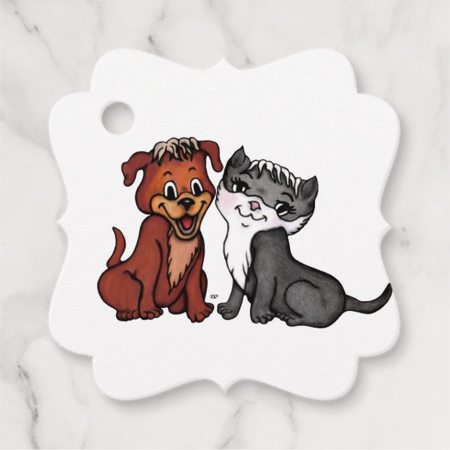 Kitty and Puppy Favour Tags (Front)