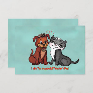 Kitty and Puppy , Happy Valentines Day! Invitation
