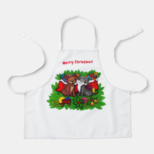 Kitty and Puppy , Happy XMas Apron