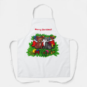 Kitty and Puppy , Happy XMas Apron