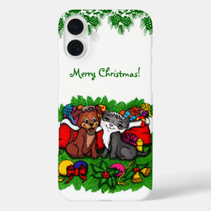 Kitty and Puppy , Happy XMas iPhone 16 Plus Case