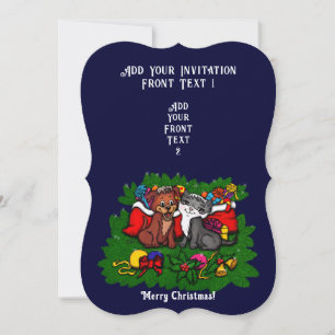 Kitty and Puppy , Happy XMas Invitation