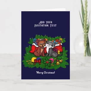 Kitty and Puppy , Happy XMas Invitation