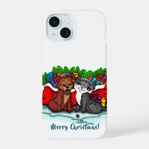 Kitty and Puppy , Happy XMas iPhone 15 Case