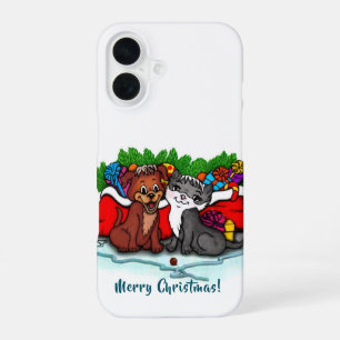 Kitty and Puppy , Happy XMas iPhone 16 Case