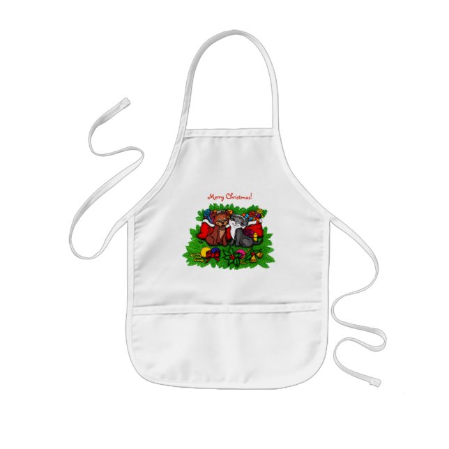 Kitty and Puppy , Happy XMas Kids Apron (Front)