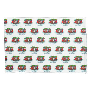 Kitty and Puppy , Happy XMas Pillowcase