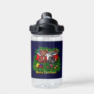 Kitty and Puppy , Happy XMas Water Bottle