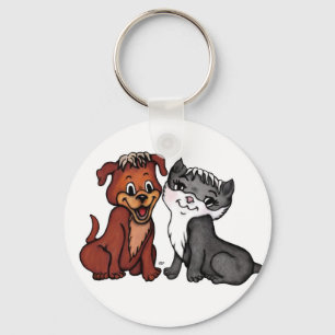 Kitty and Puppy Key Ring