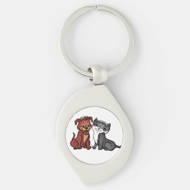 Kitty and Puppy Key Ring (Front)