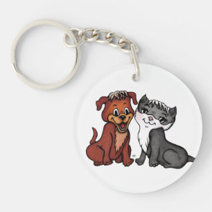 Kitty and Puppy Key Ring