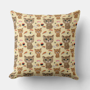 kitty and sushi pattern cushion
