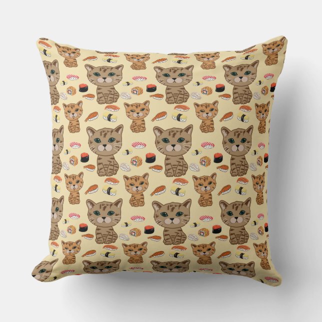 kitty and sushi pattern cushion (Front)