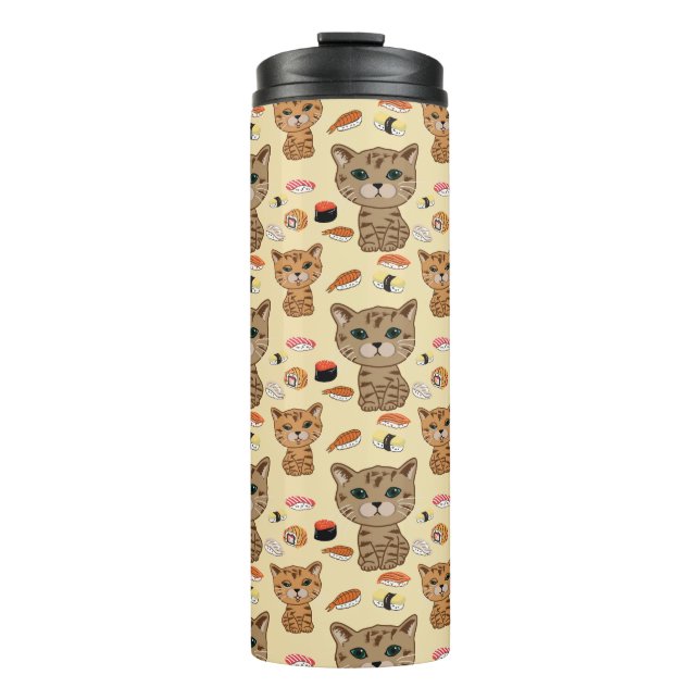 kitty and sushi pattern thermal tumbler (Front)