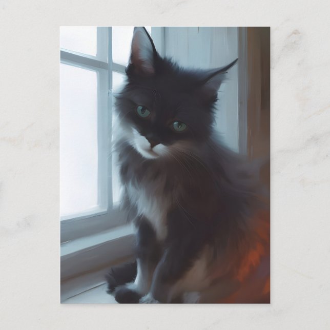 Kitty at the Window Postcard (Front)