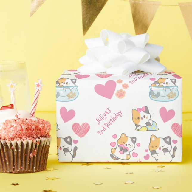 kitty baby girl  birthday  wrapping paper (Birthday Party)