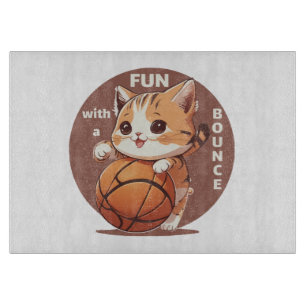 kitty basketball cutting board