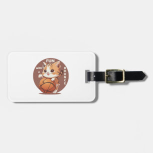 kitty basketball luggage tag