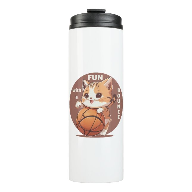 kitty basketball thermal tumbler (Front)