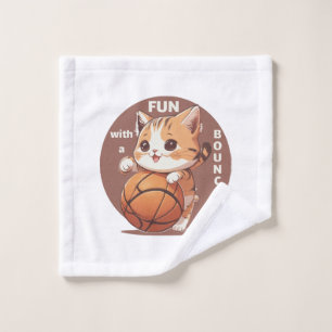 kitty basketball wash cloth
