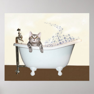 Kitty bath time poster