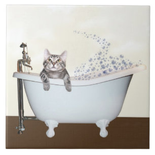 Kitty bath time tile