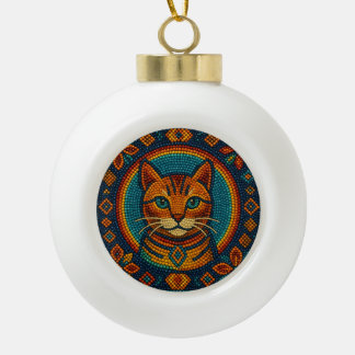 Kitty Bead Design Ceramic Ball Christmas Ornament