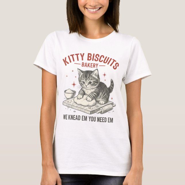 Kitty Biscuits Bakery | Funny Cat Baking Pun T-Shirt (Front)
