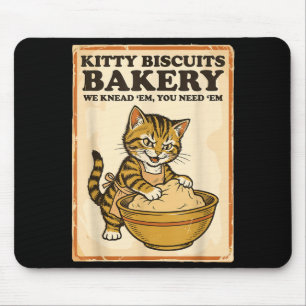 Kitty biscuits bakery funny cat kneading dough mem mouse pad